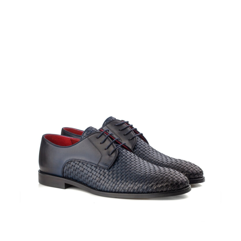 Gewebte Derby-Schuhe aus Leder für Herren Angelo Blau