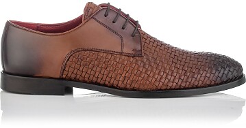 Gewebte Derby-Schuhe aus Leder für Herren Angelo Cognac