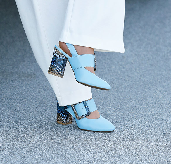 Light blue block heels shoes