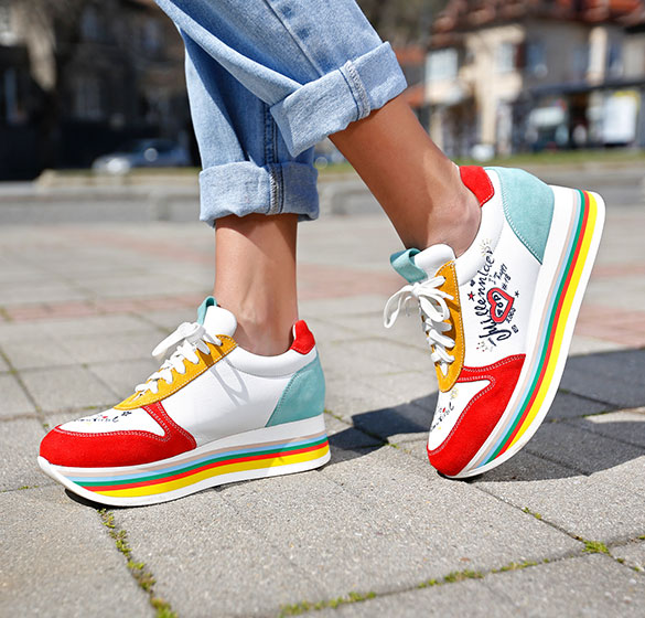 Rainbow color sole sneakers