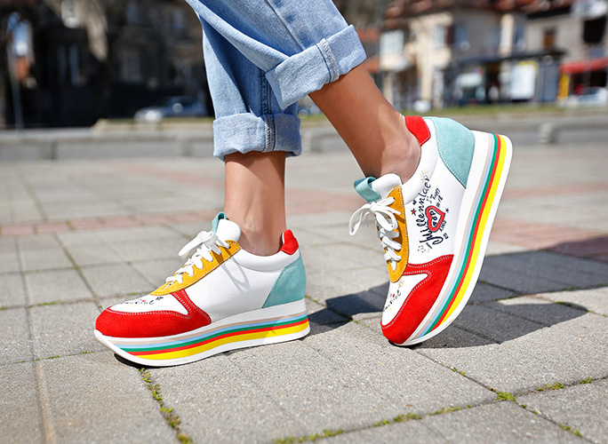 Rainbow sole sneakers